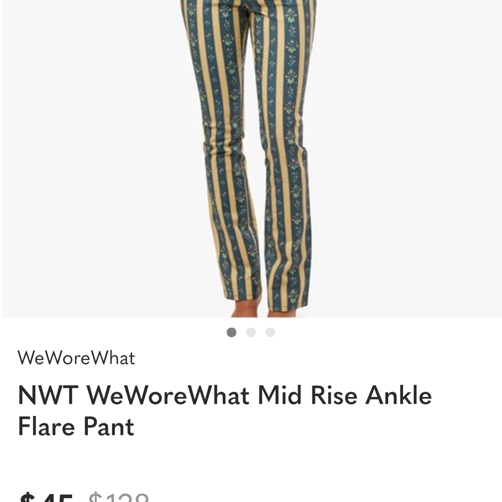 WeWoreWhat Green and Cream Striped Flare Pants